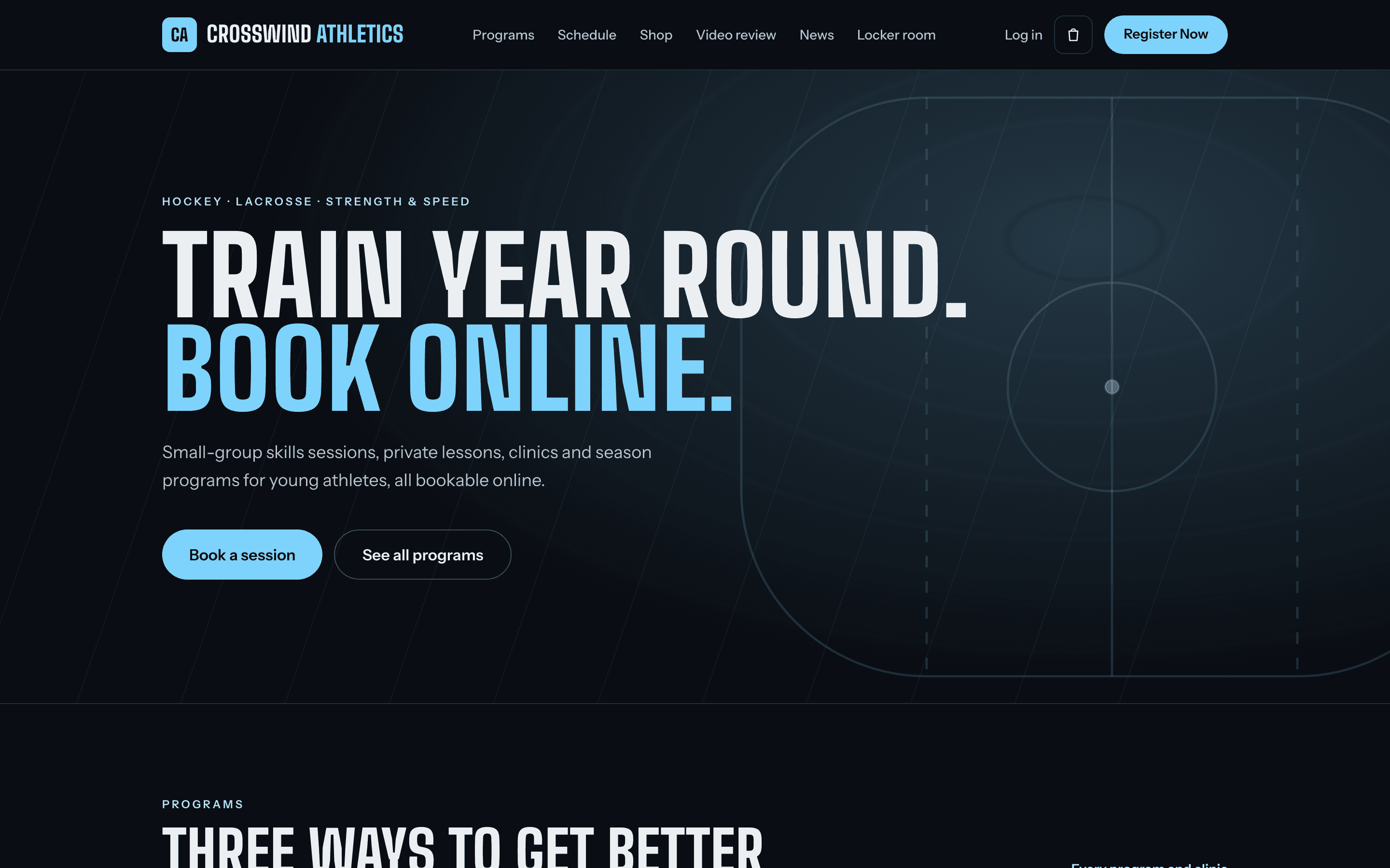 A NextShift website: the Crosswind Athletics demo home page