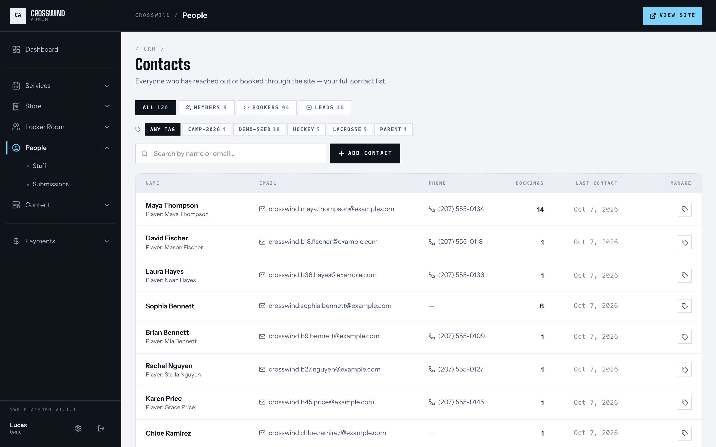 Every customer in one list in the NextShift dashboard